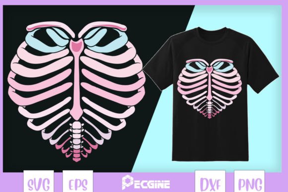 Anatomical Rib Heart Shape Valentine Graphics for Crafts