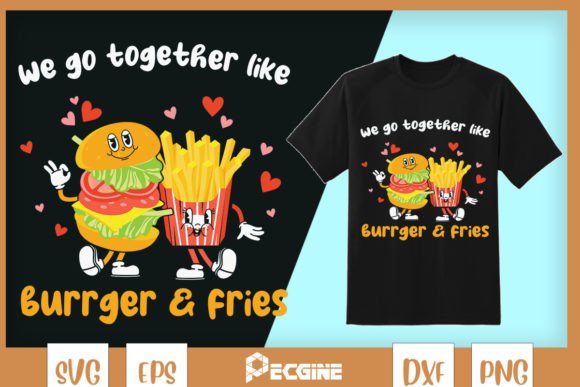 Burger Fries Couple Valentine Fasfood Graphics