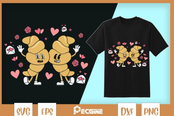 Croissant Couple Fasfood Valentine Graphics