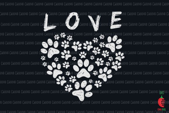 Cute Heart Paws Print Valentine: Graphics for Crafts & Brand Warmth