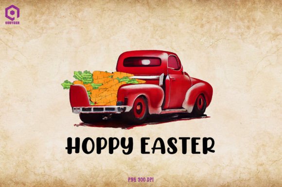 Happy Easter Car Bunny Sublimation Graphics for Crafts
