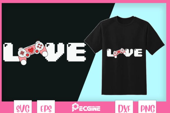 LOVE Valentine Gamer Controller Graphics for Crafts