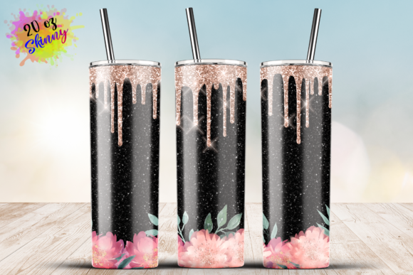 Navy Floral Pink Gold Glitter Graphics for Crafts