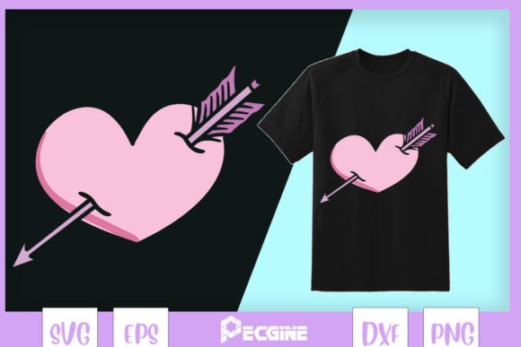 Pastel Heart Arrow Valentine Graphics for Crafts