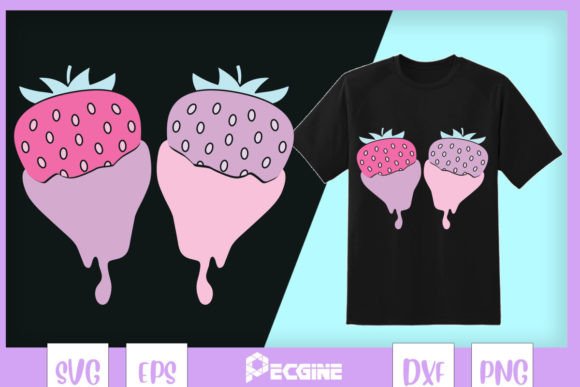 Pastel Strawberry Valentine Graphics for Crafts