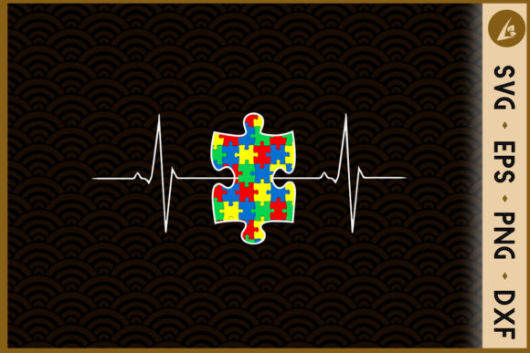 Puzzle Piece Heartbeat Cool Autism Graphics for Crafts
