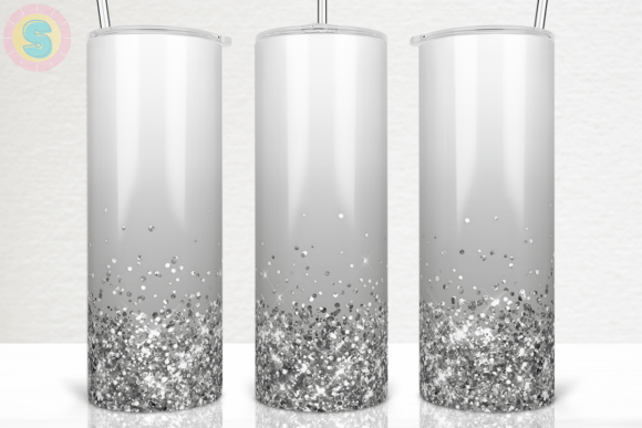 Silver Glitter Ombre Sublimation Design: Graphics for Crafts