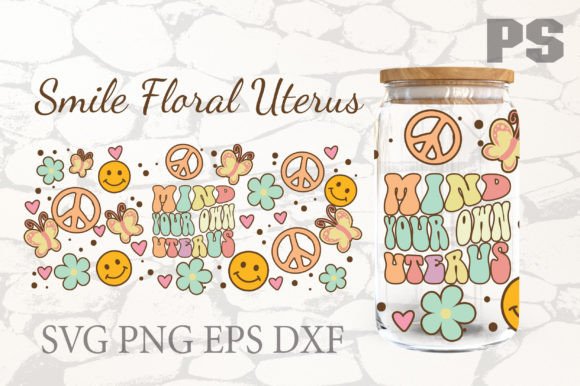 Smile Floral Uterus Graphics for Tumbler Wraps