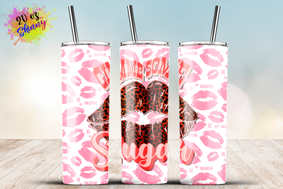 Valentines Day Leopard Lips Wrap Graphics for Crafts
